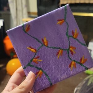 Purple Canvas with Floral Design